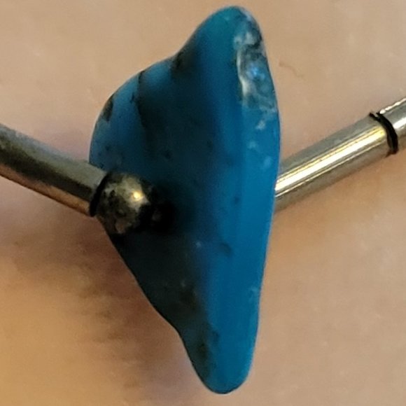 Rare vintage genuine turquoise gemstone nugget liquid silver choker. - Picture 4 of 7